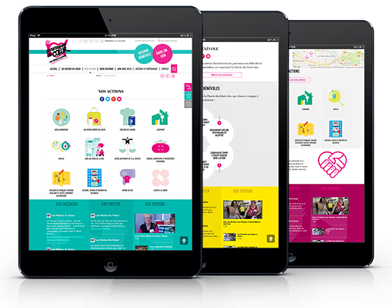 Aperçu des sites web Les Restos du Coeur sur tablette